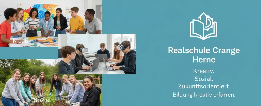 Herzlich willkommen an der Realschule Crange in Herne Schülerinnen und Schüler der Realschule Crange sitzen in einem modernen Klassenraum und arbeiten konzentriert.